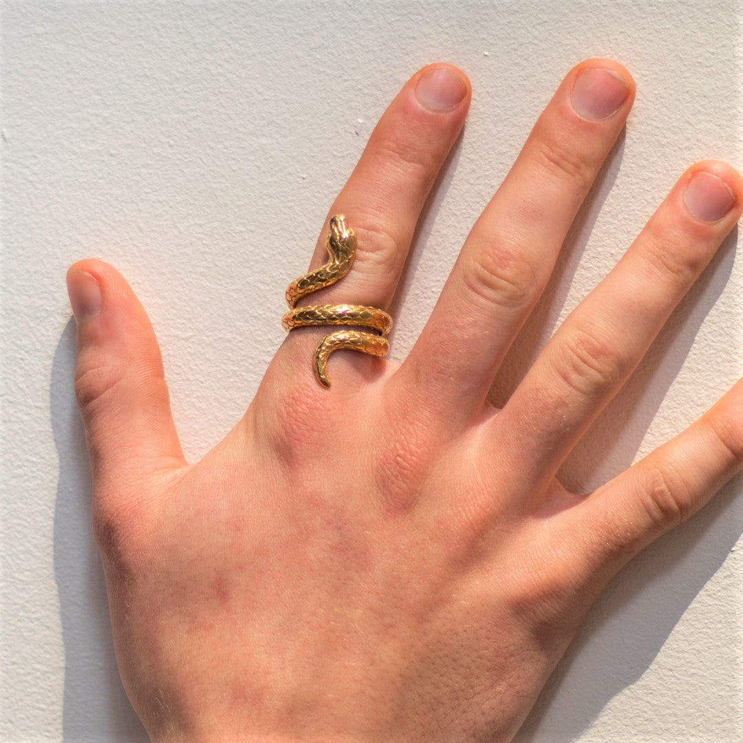 Men's Gold Snake Ring - Spiral Snake Ring for Men | Twistedpendant